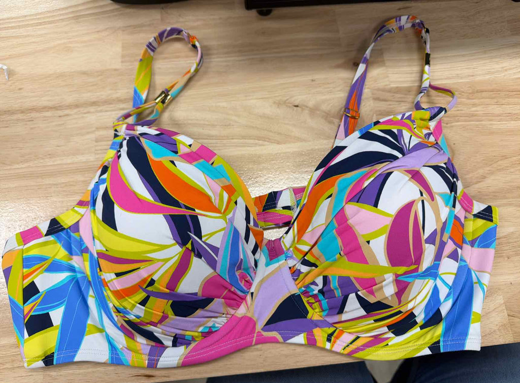Bleu Size 40D Living Color Over-the-Shoulder Molded-Cup Bikini Top - Multi