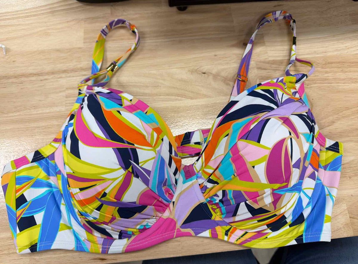 Bleu Size 40D Living Color Over-the-Shoulder Molded-Cup Bikini Top - Multi