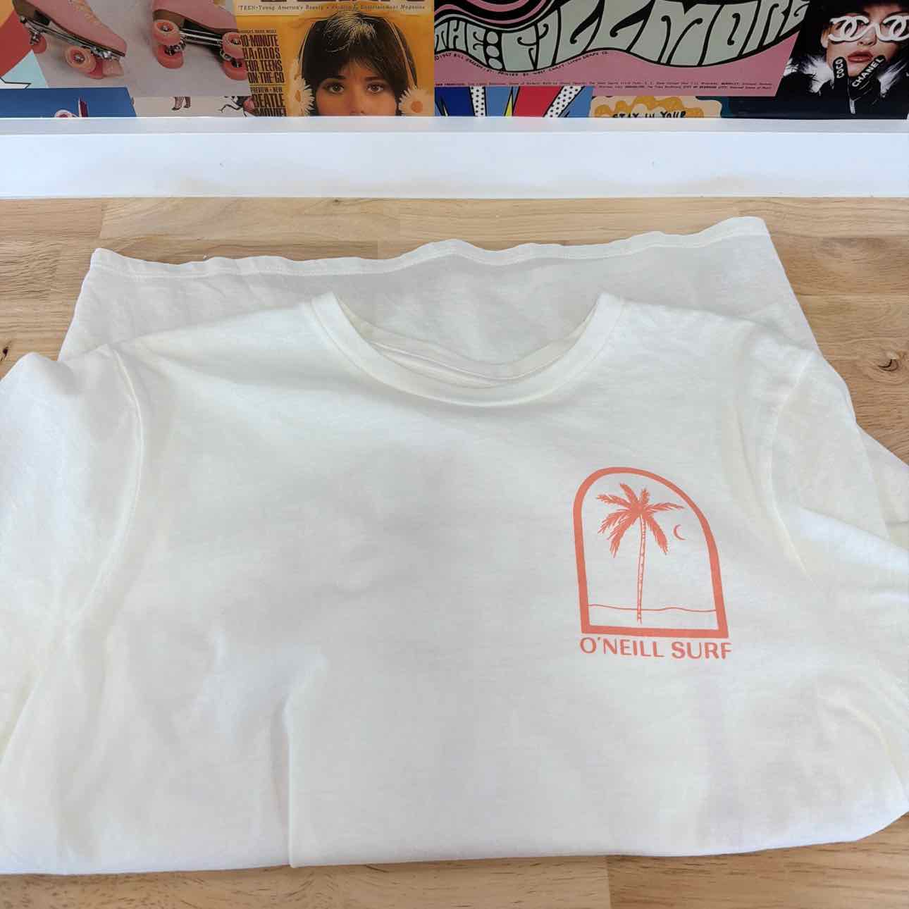 O'Neil Size S Byron Palms Cotton Crewneck T-Shirt