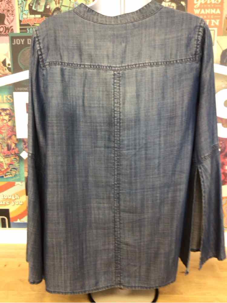 Chico's Size 0 Blue Preloved Blouse LS