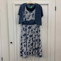PerSeption Size L Blue/White Polyester Preloved 2 pc Dress Set