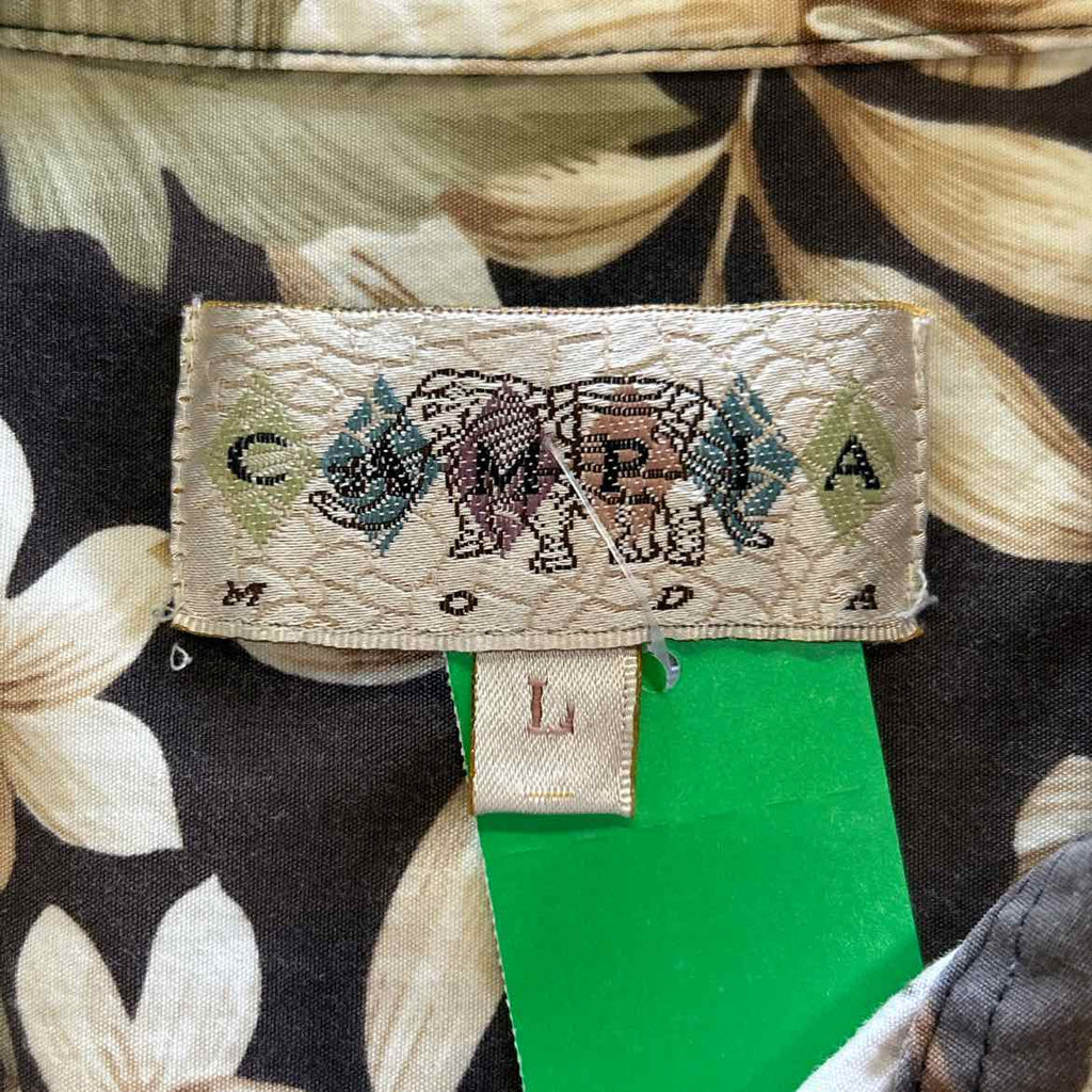 Campia Size L Green & Beige Preloved MENS Button Down Shirt