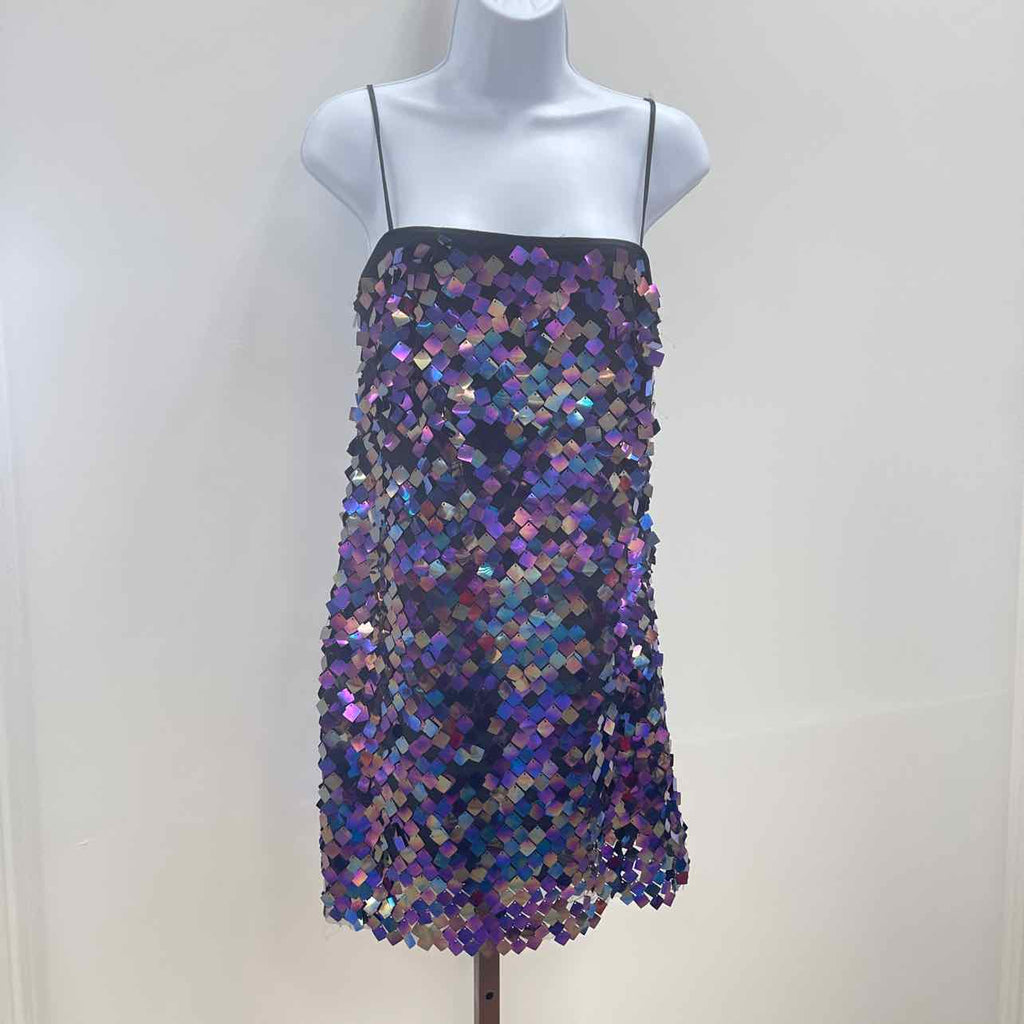 astr Size XS Porsche Sleeveless Sequin Mini Dress - Purple Multi
