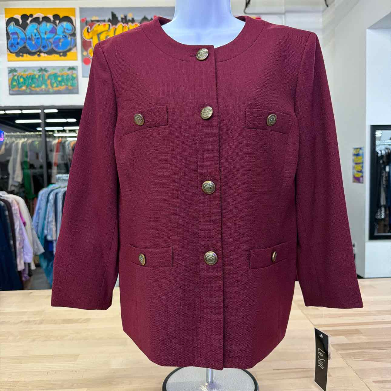 Le Suit Size 12 Burgandy New 2 pc Dress Set