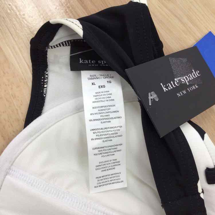 Kate Spade Size XL Paint Dot Bow Bra Top - Black