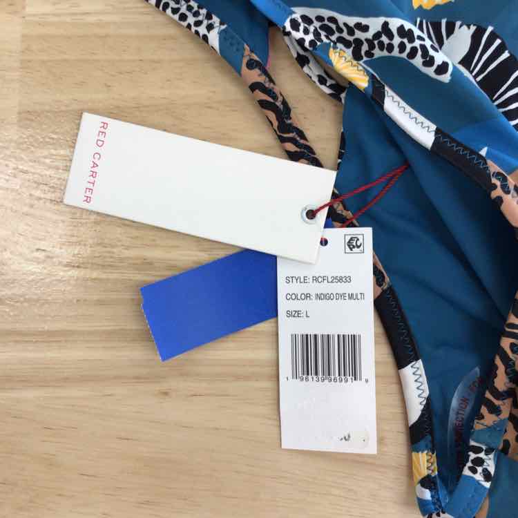 Red Carter Women's Printed Cutout One-Piece Swimsuit - Indigo Dye Multi