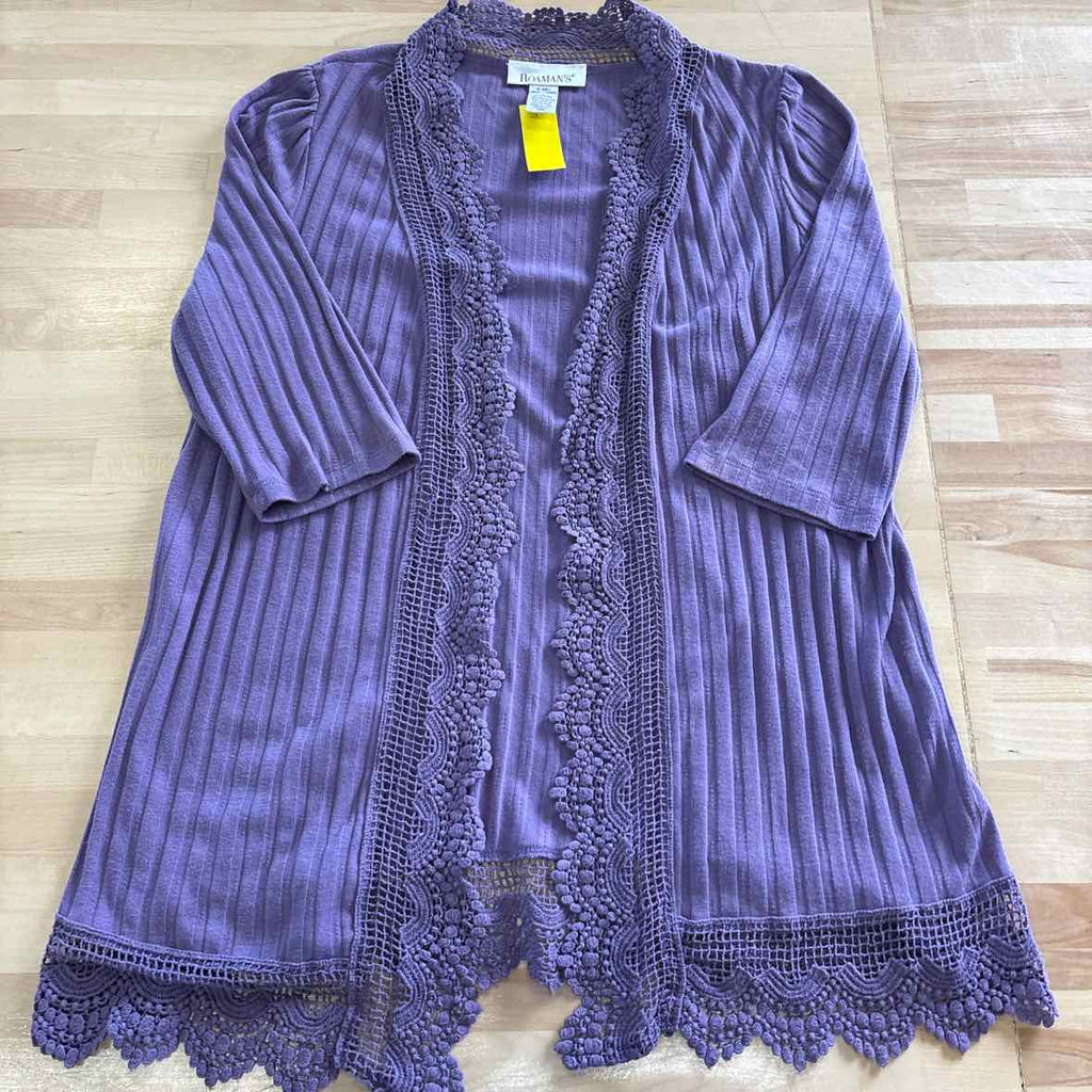 Roamans Size L Purple Cardigan