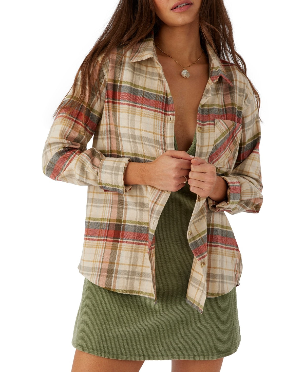 O'Neil Size XS Logan Plaid Cotton Flannel Button-Front Shirt