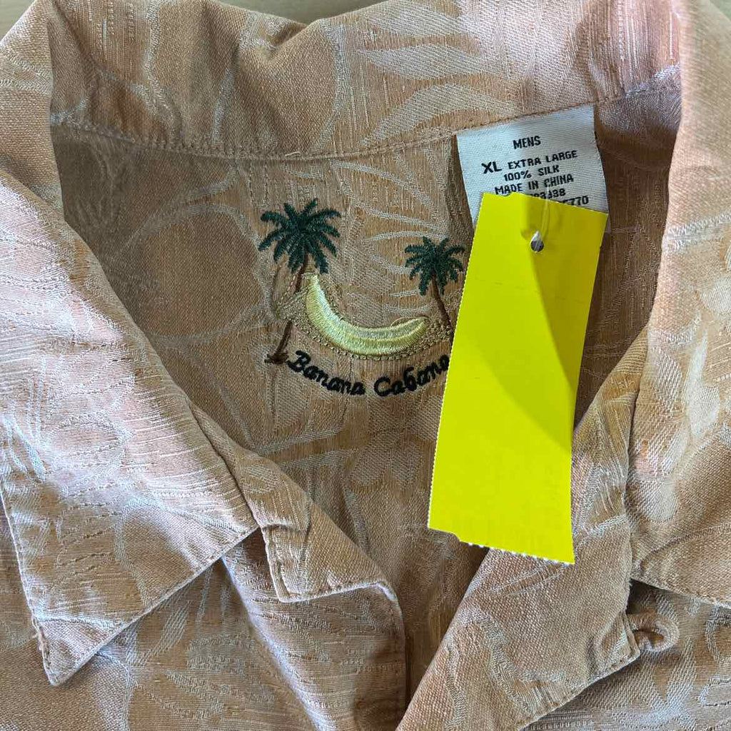 Banana Cabana Size M Peach Preloved MENS Button Down Shirt