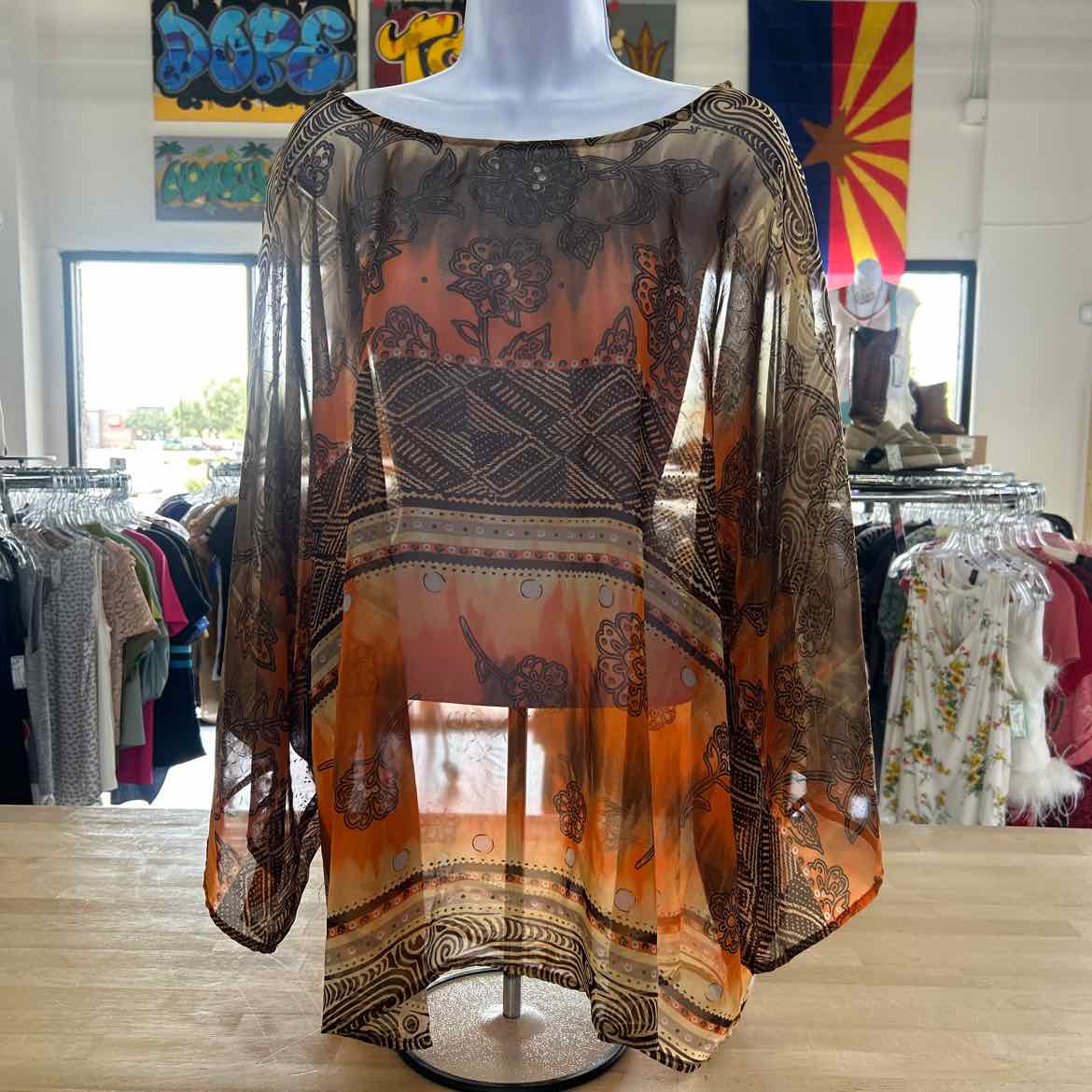 Coldwater Creek Size OS Orange Preloved Blouse LS