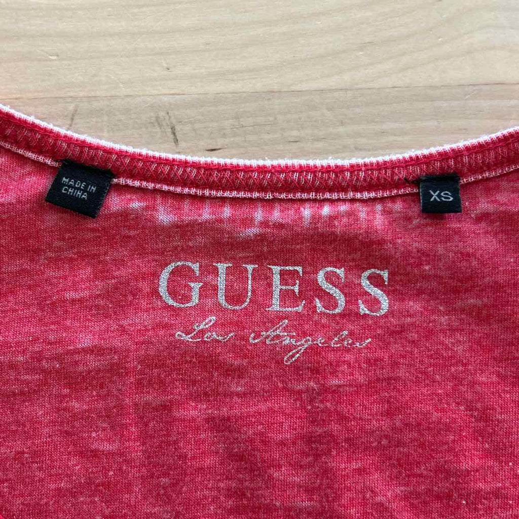 Guess Size XS Red Polyester Preloved T-Shirt SS