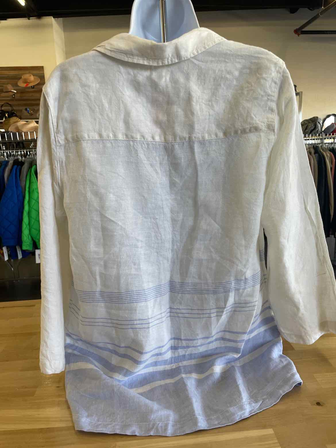 Sigrid Olsen Size M Blue White Blouse