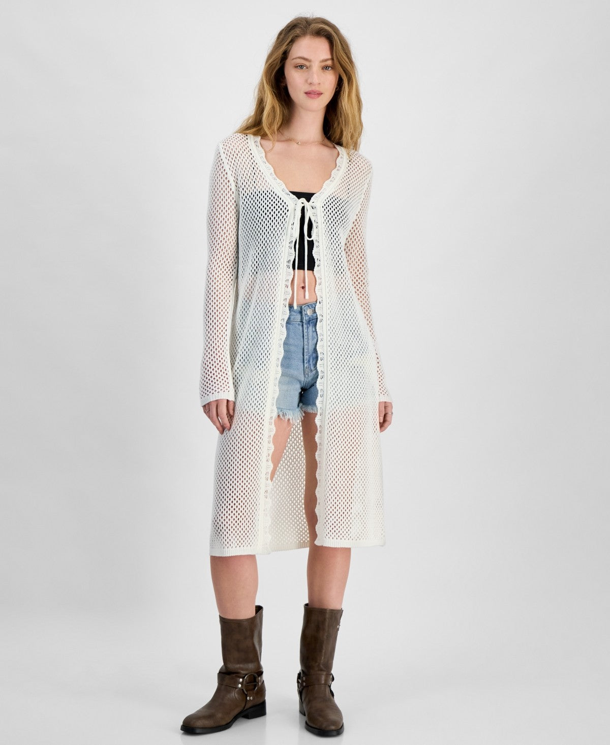 Madden Girl Size S Tie-Front Duster Cardigan