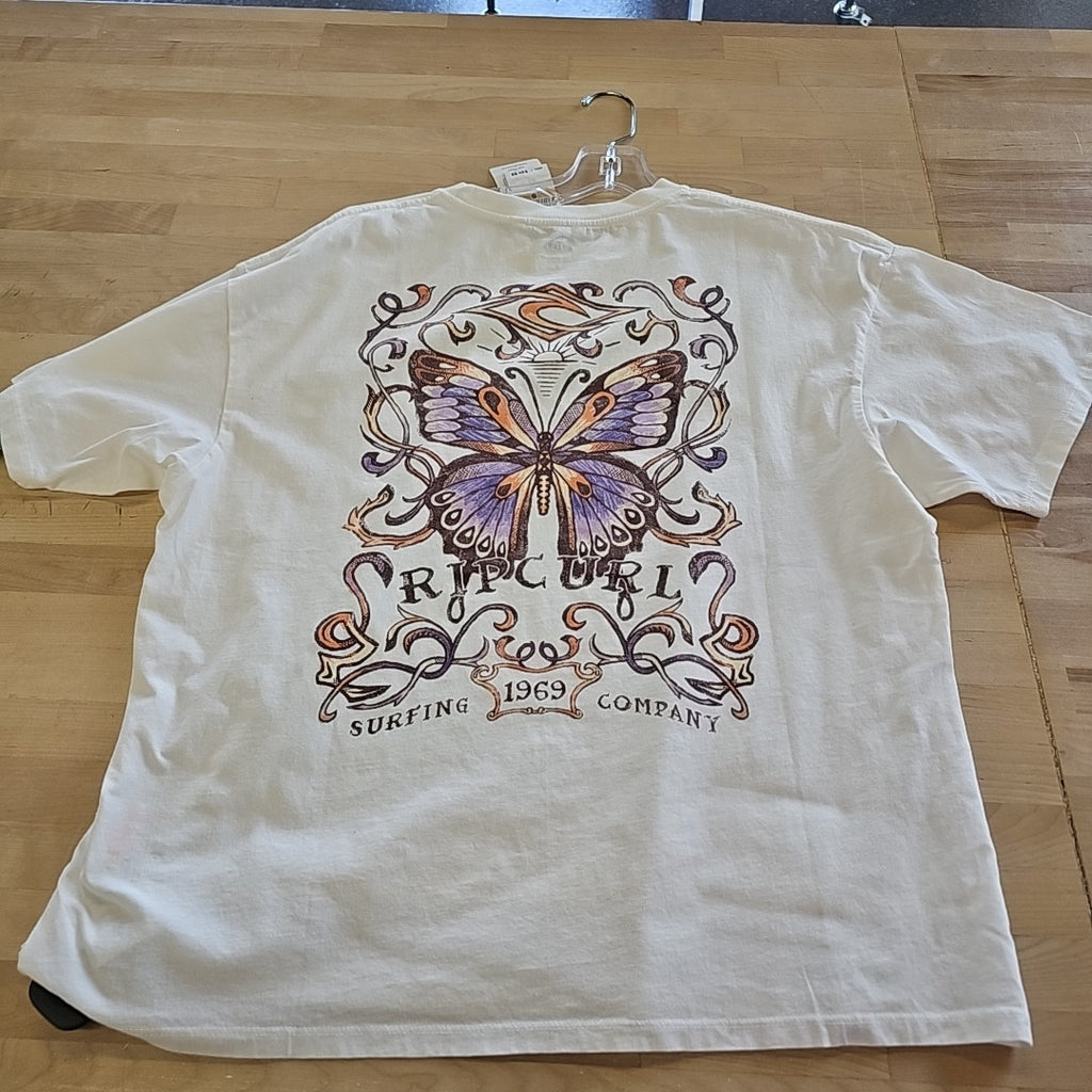 Rip Curl Juniors' Cotton Butterfly Crewneck T-Shirt - Bone
