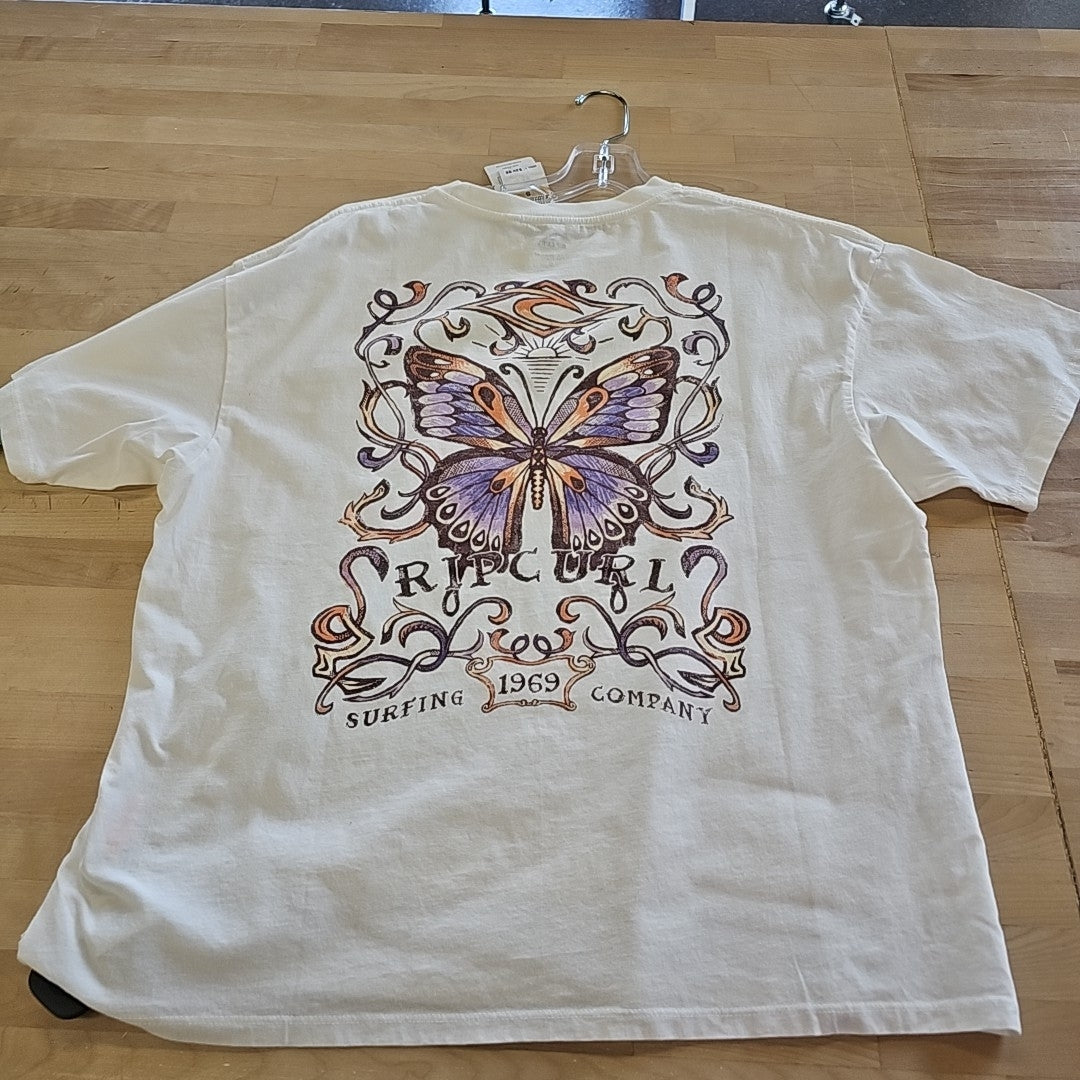 Rip Curl Juniors' Cotton Butterfly Crewneck T-Shirt - Bone