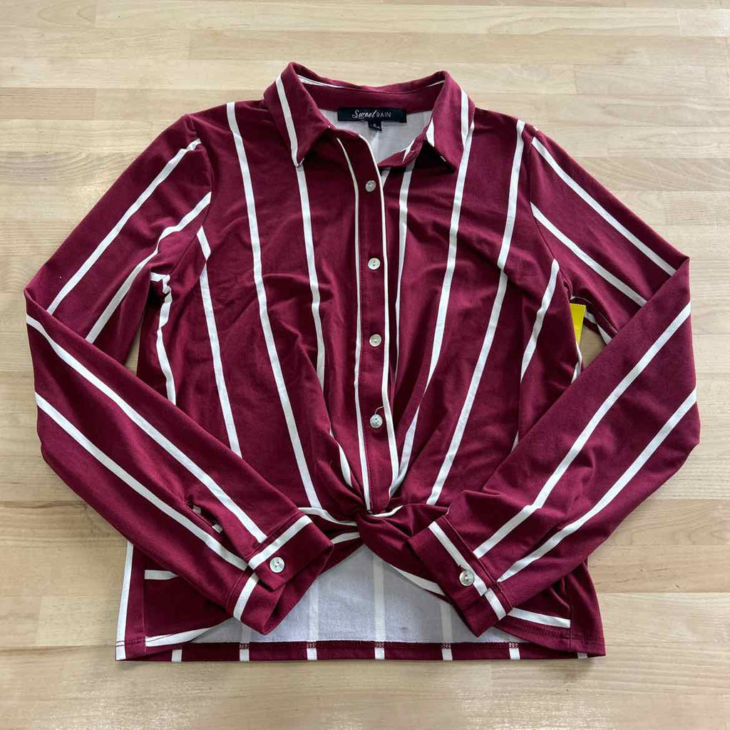 Sweet Rain Size S Burgundy Button Down Shirt
