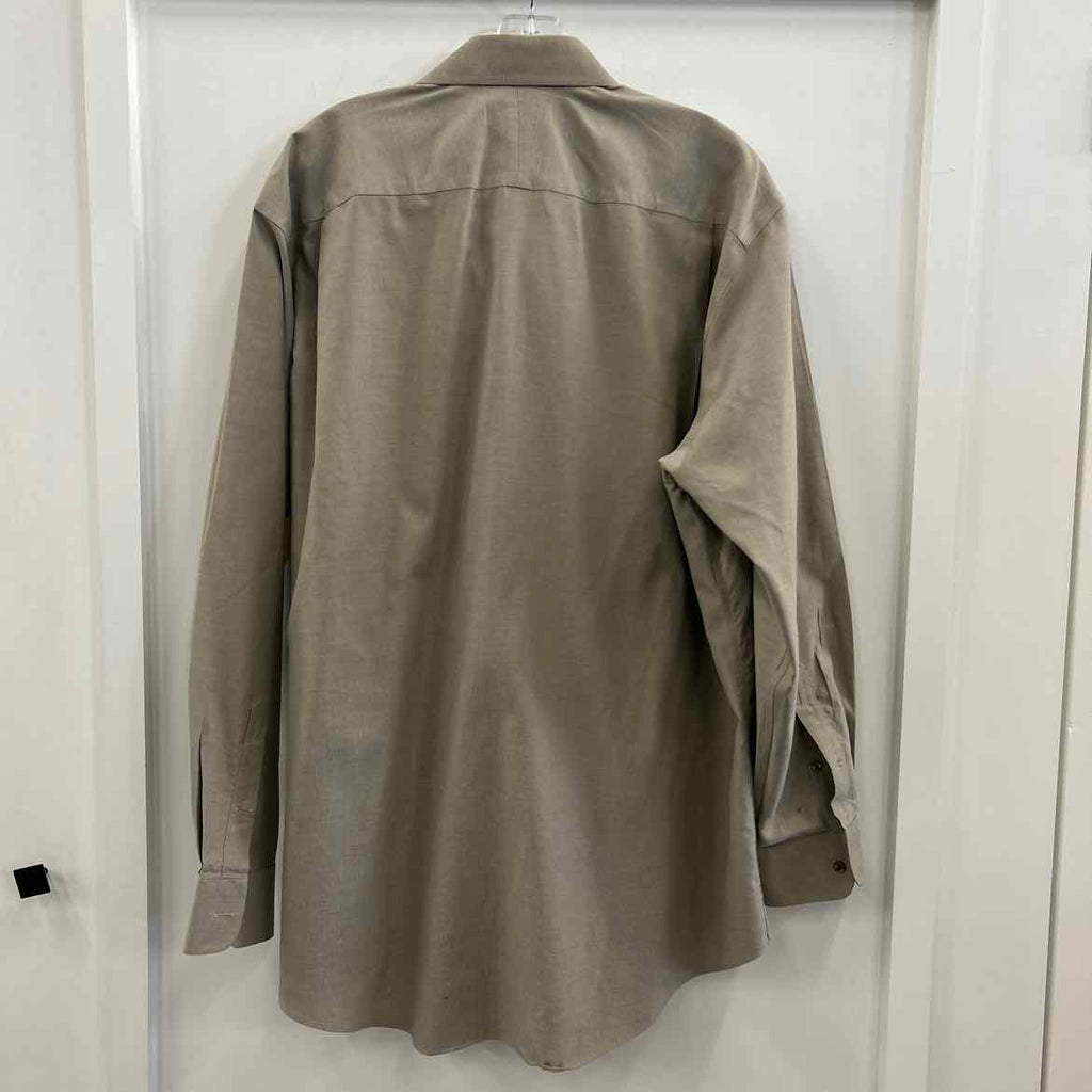 Nordstroms Size 17 34/35 Beige MENS Button Down Shirt