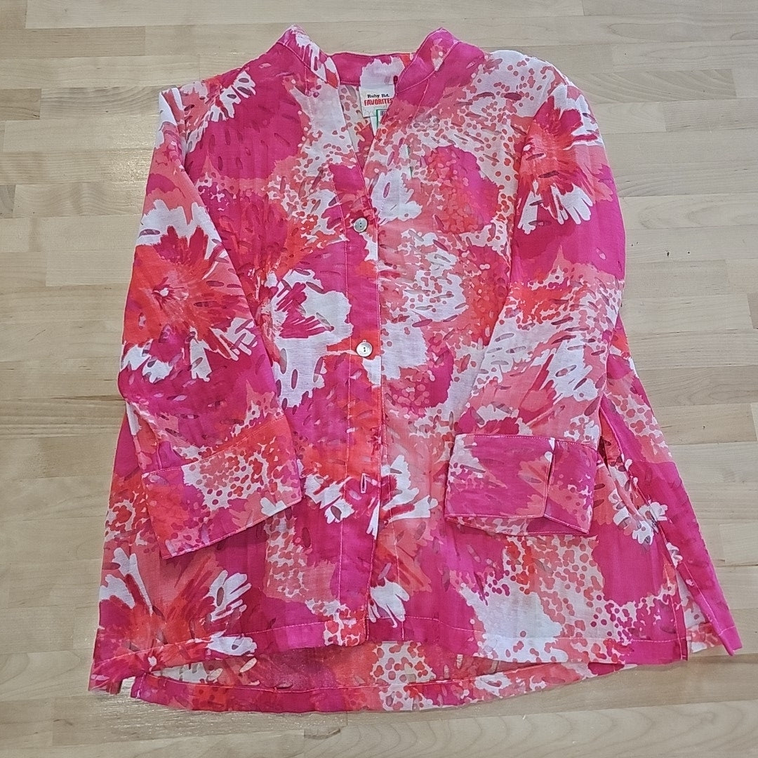 Ruby Rd Size 12 Pink Button Down Shirt