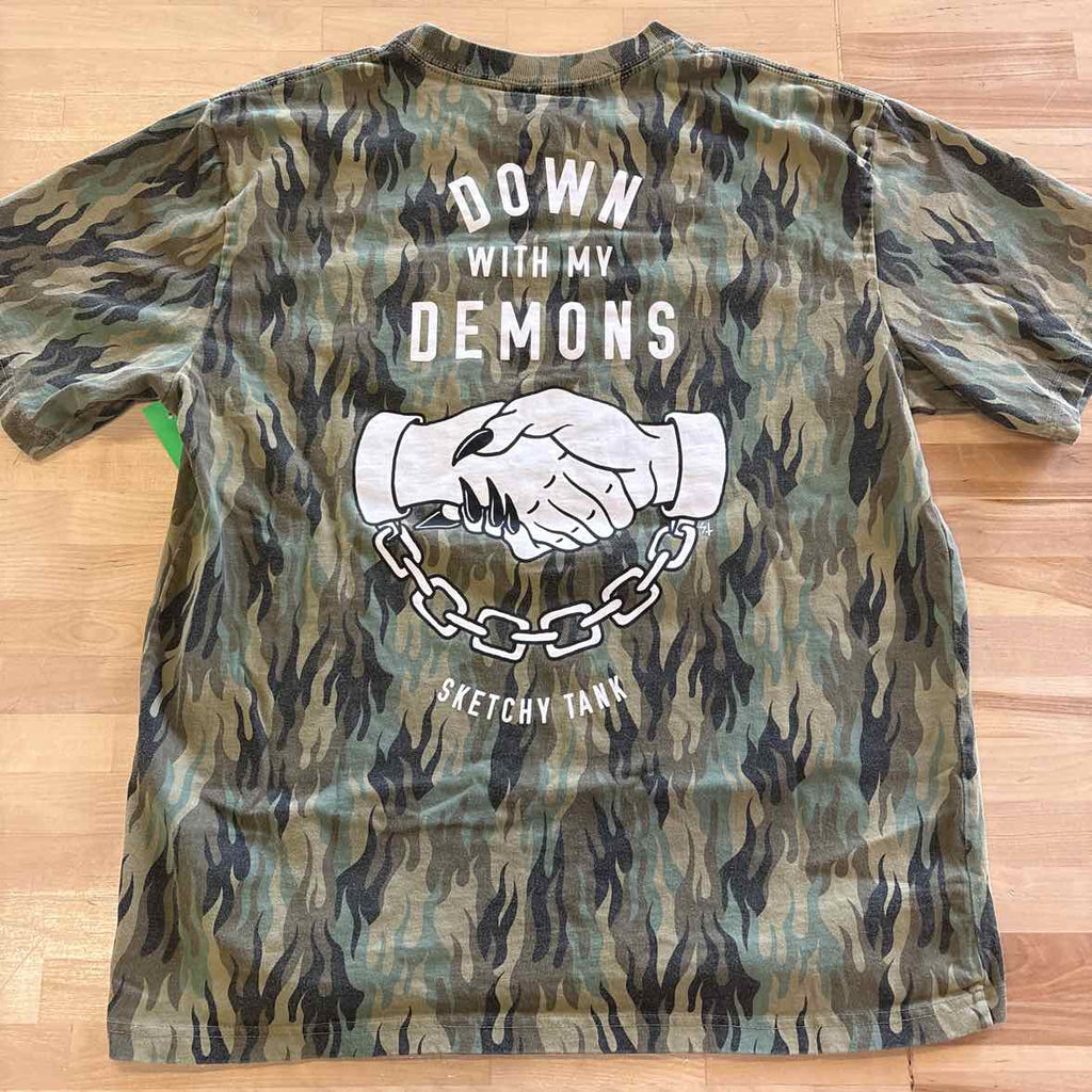 Sketchy Tank Size L Green Preloved MENS T-shirt
