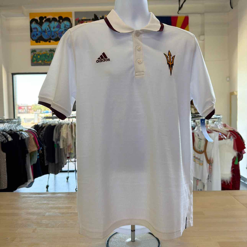 Adidas Size L White Preloved MENS Polo