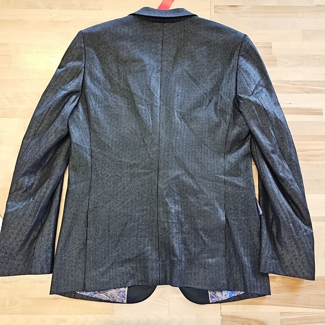 Paisley & Gray Men's Peak-Lapel Tuxedo Jacket - Black Silver Knit