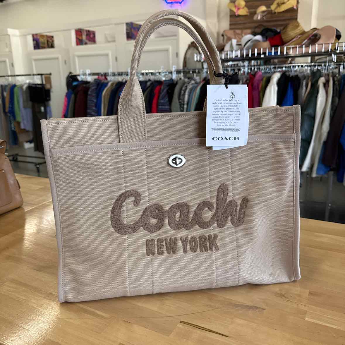 Coach Beige Tote Canvas Handbag