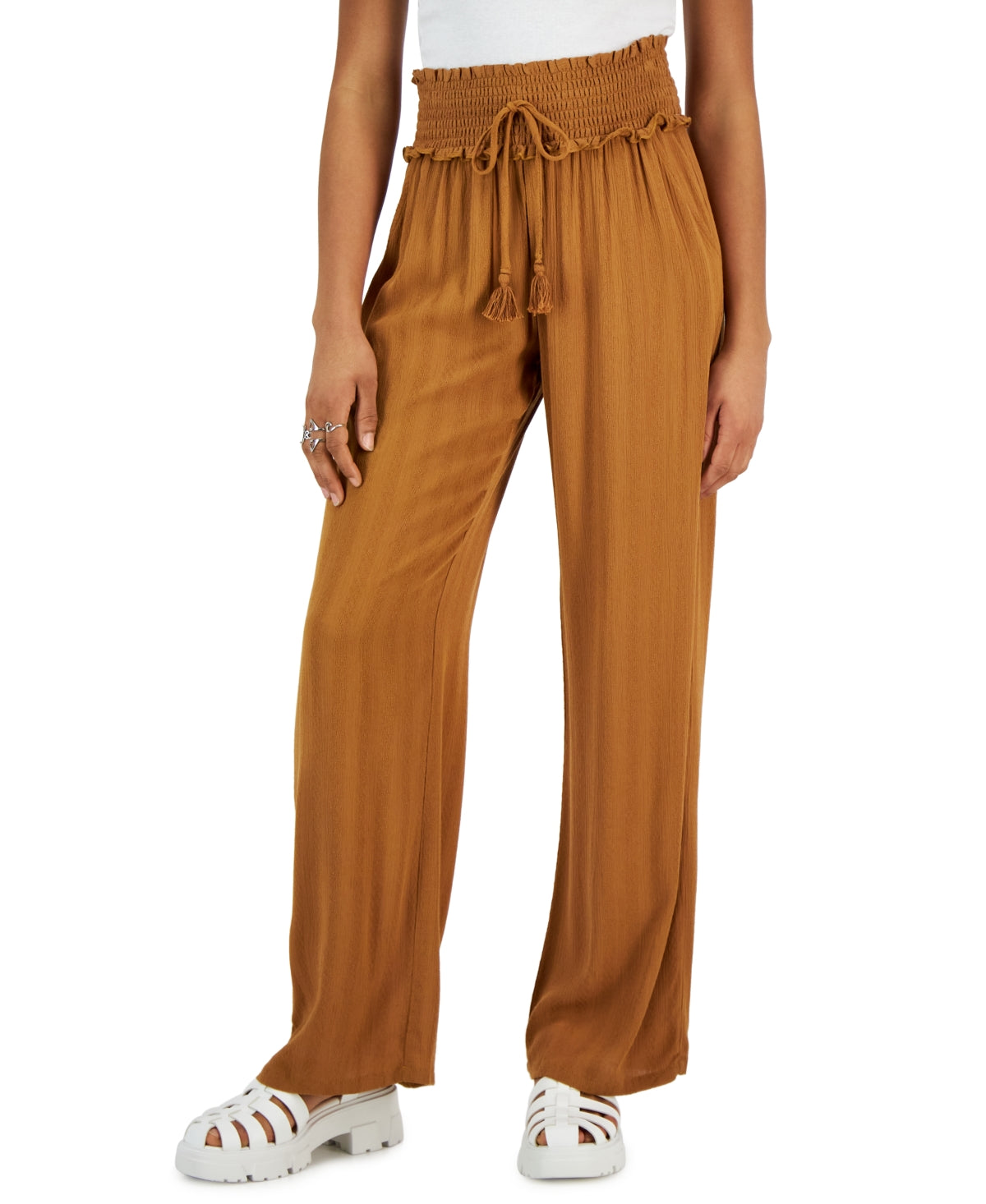 Kingston Grey Juniors' Wide-Leg Soft Pants - Tobacco