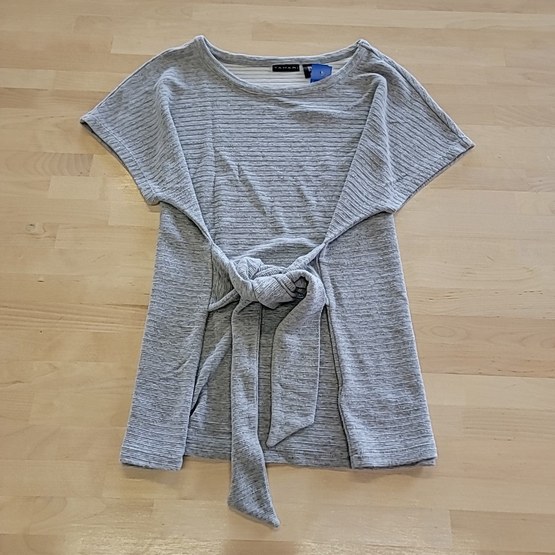 Tahari Size L Gray Shirt