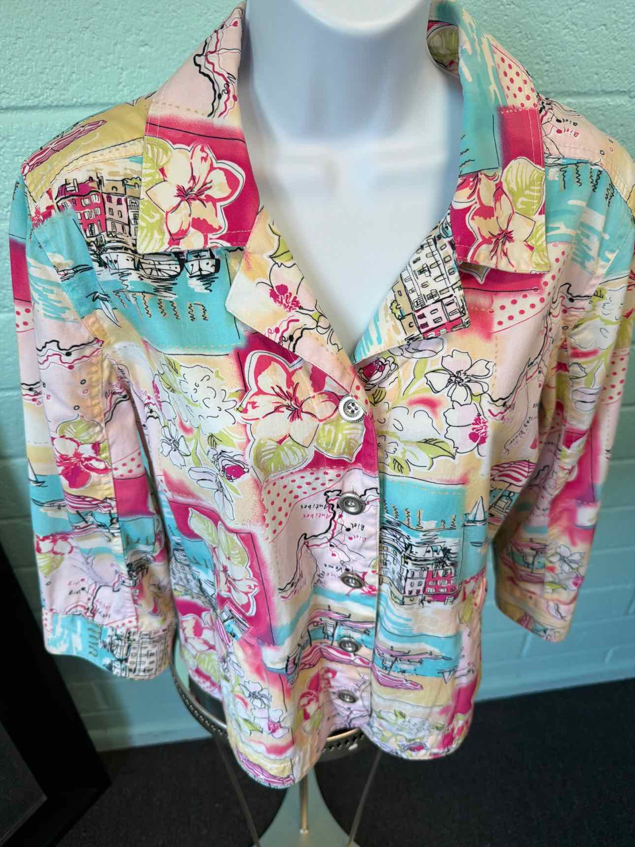 Christopher & Banks Size M Pink & Turquiose Jacket