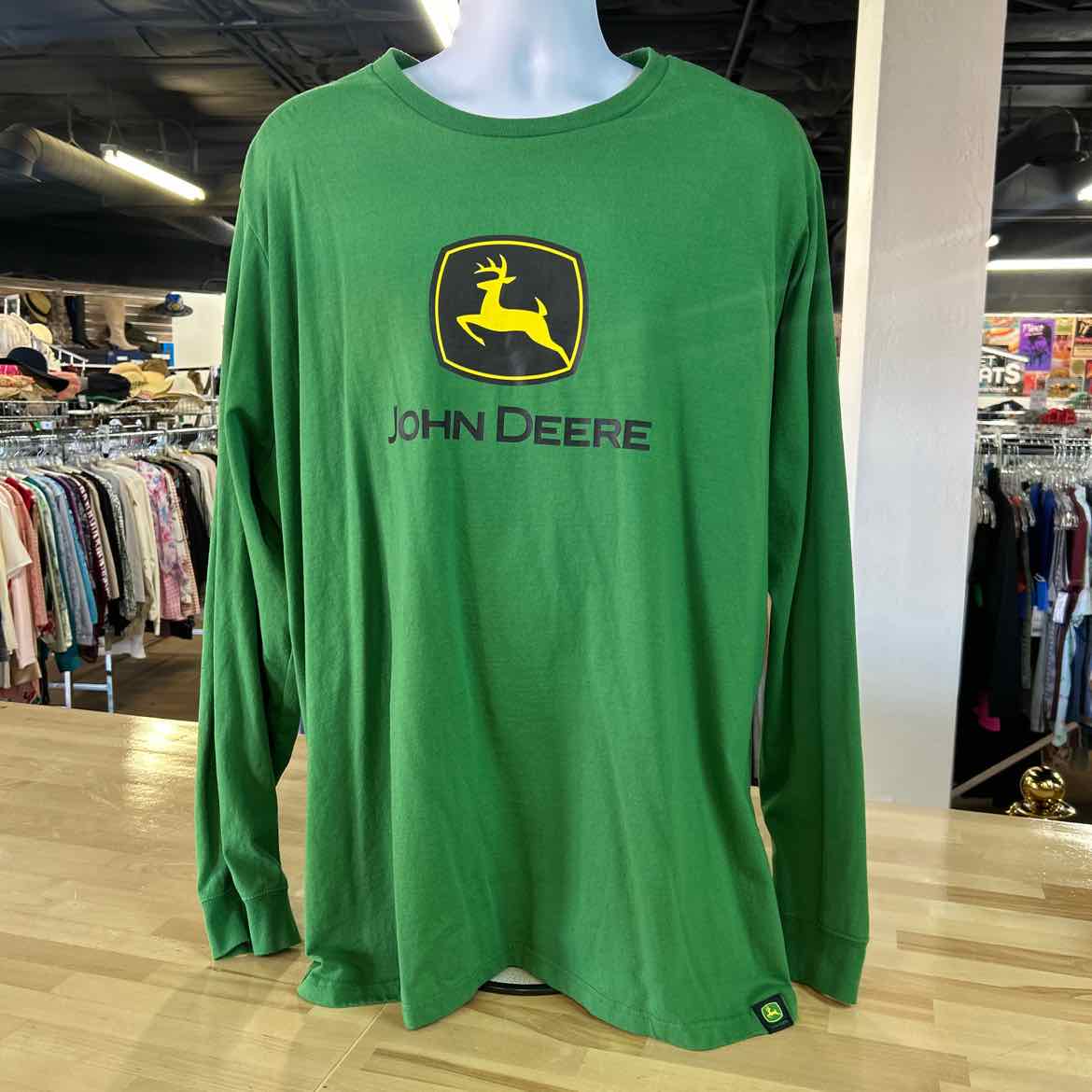 John Deer Size 3XLT Green Preloved MENS Long Sleeve Shirt
