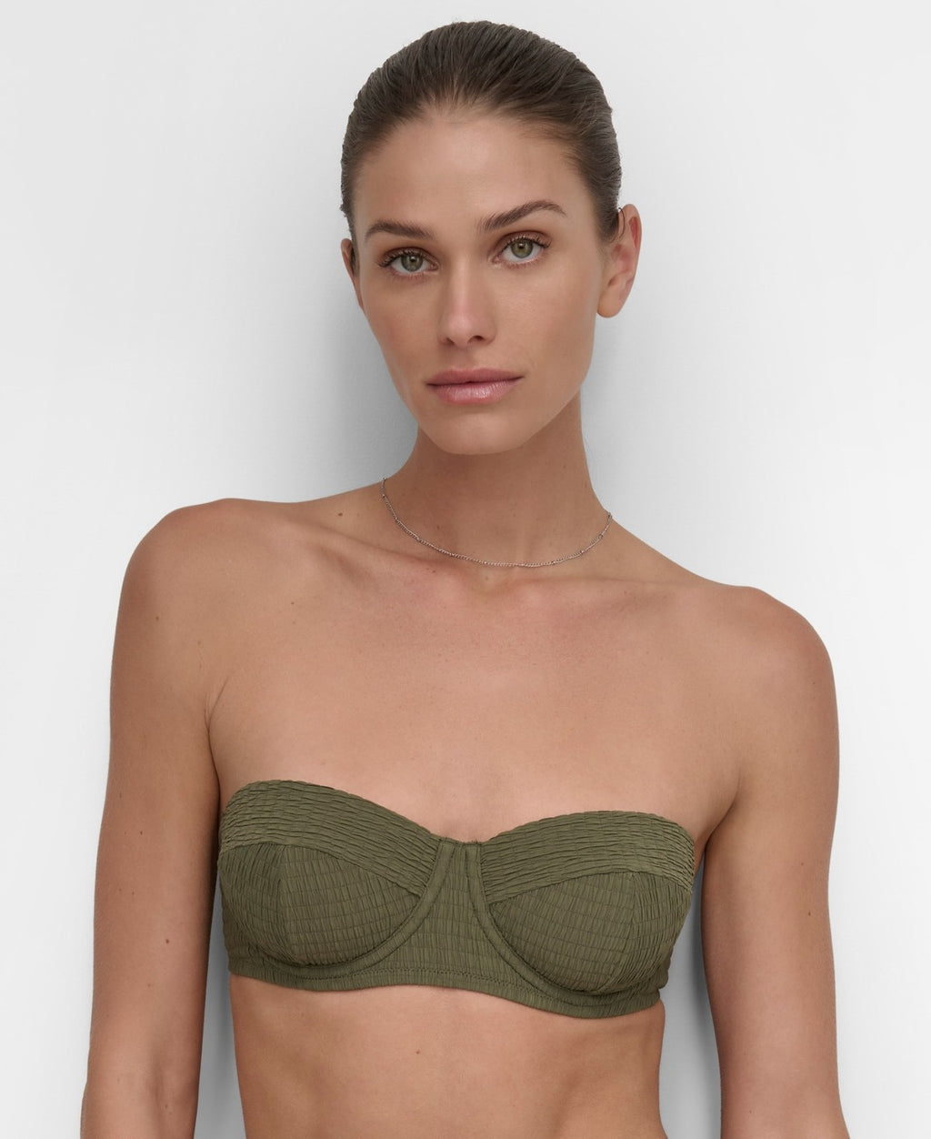 DKNY Size L Textured Molded Balconette Bikini Top