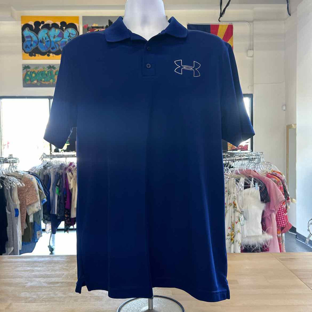 Under Armour Size L Blue Preloved MENS Polo