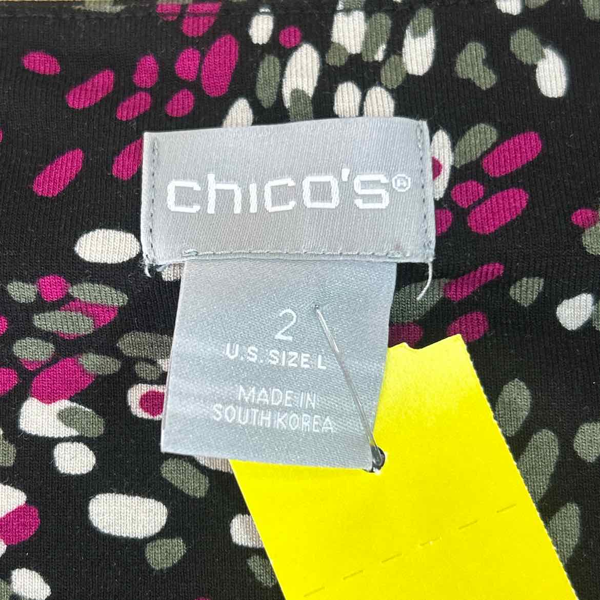 Chico's Size 2 Black Purple Preloved Blouse LS