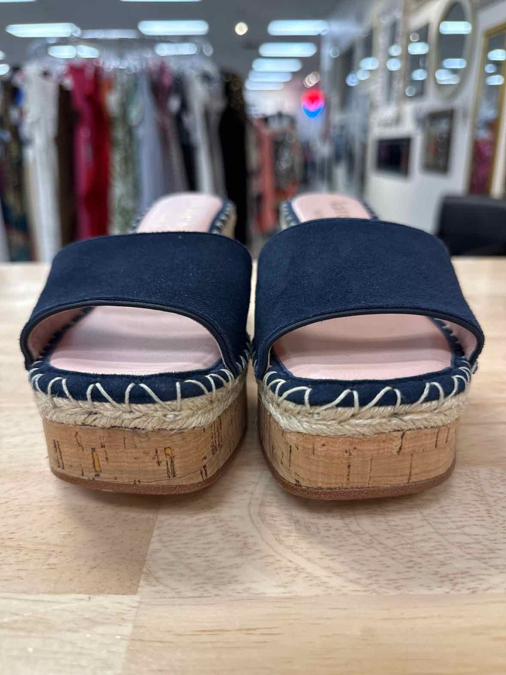 Kate Spade Size 7 Navy Preloved Cosette Platform Mule Sandals