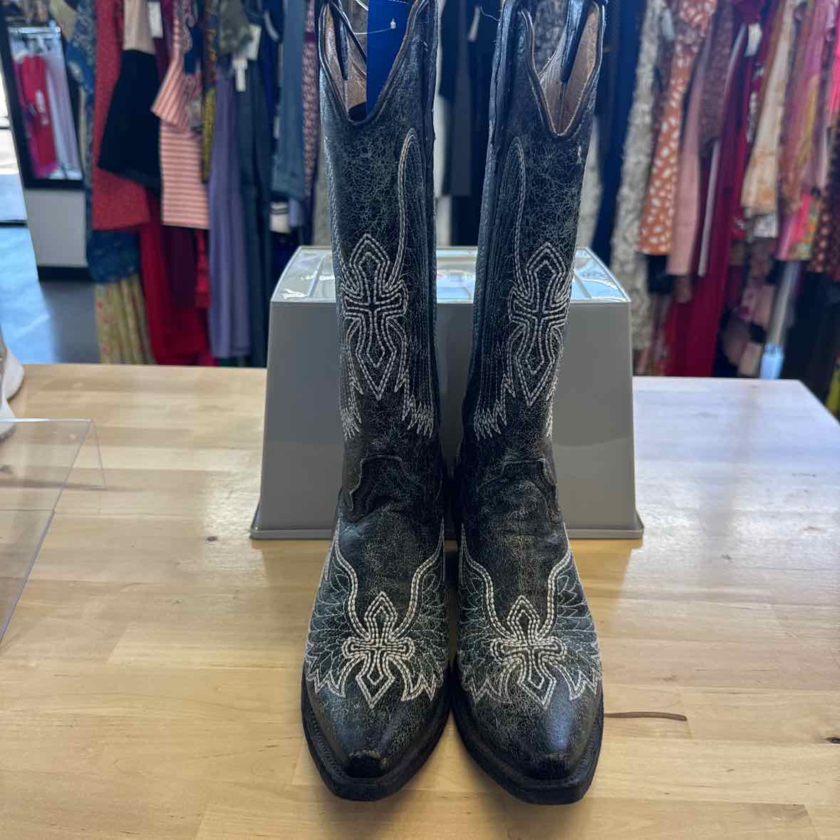Circle G Shoe Size 6.5 black green Cowboy Boots