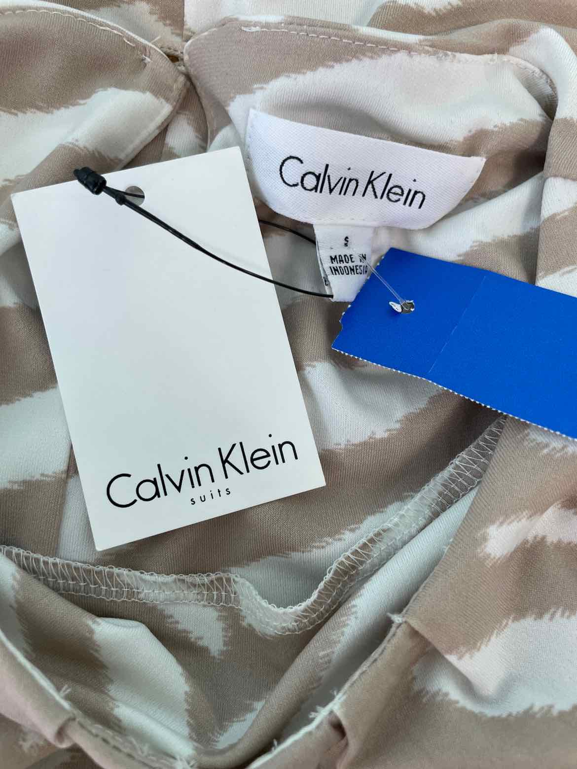 Calvin Klein Size S Tan/Cream Sleeveless