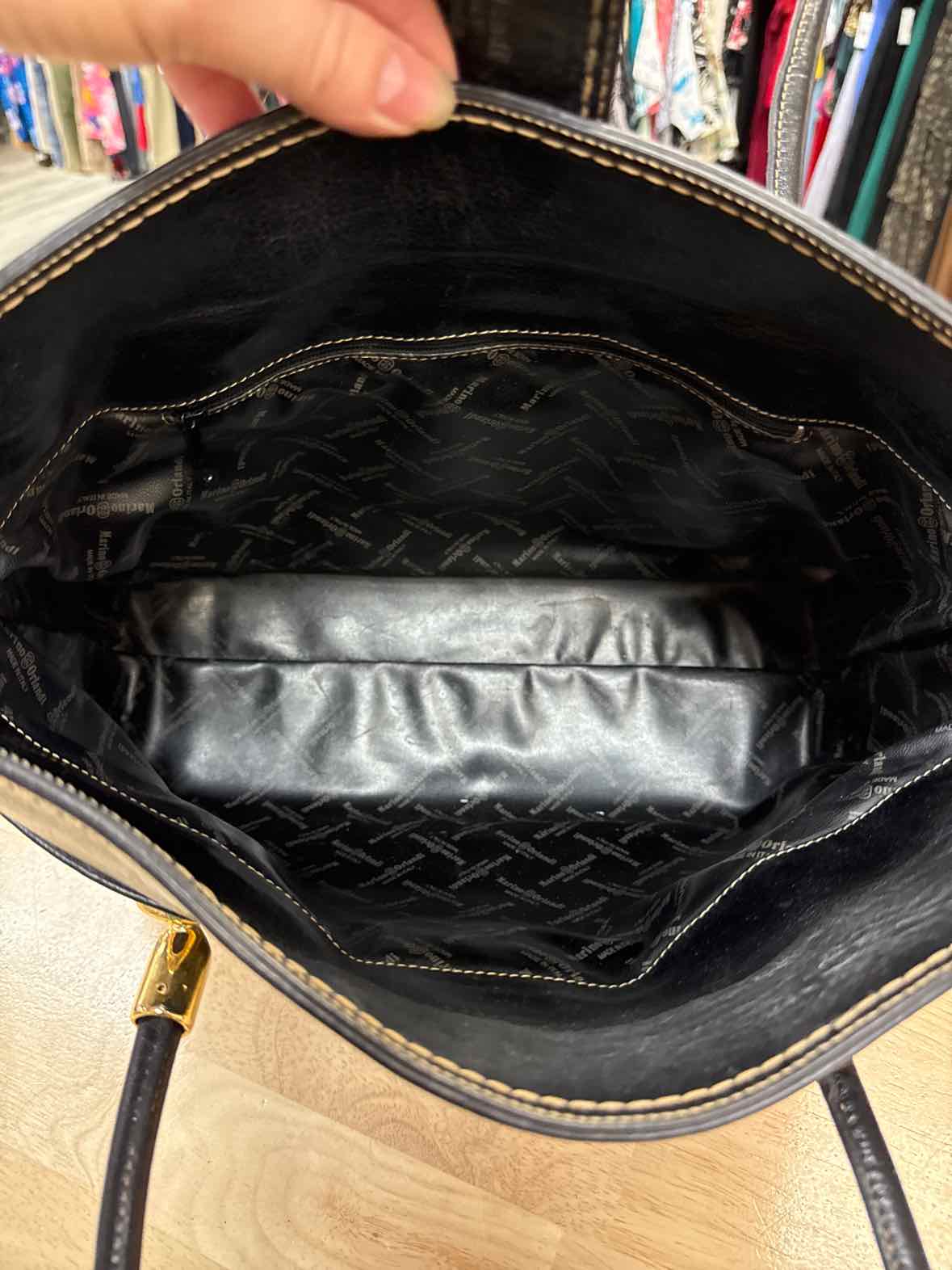 Marino Orlandi Black satchel Italian Leather Preloved Handbag