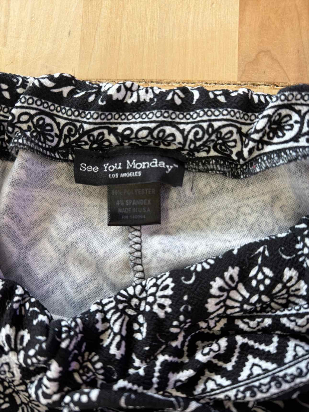 See You Monday Size M Black/White Pants