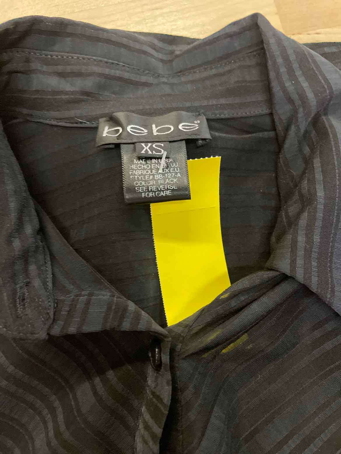 Bebe Size XS Black Blouse