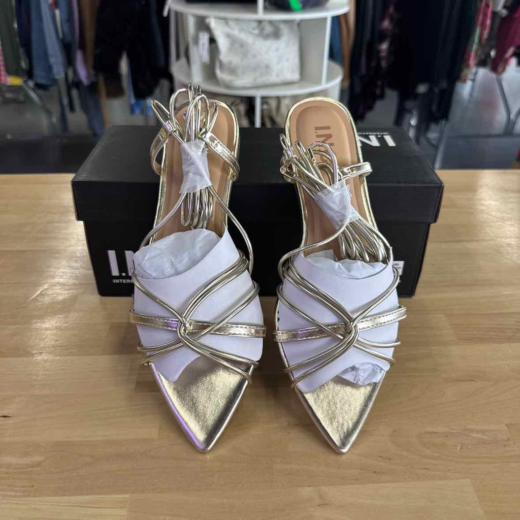 I.n.c. International Concepts Women's Kharmaa Lace-up Flat Sandals - Gold - 7.5