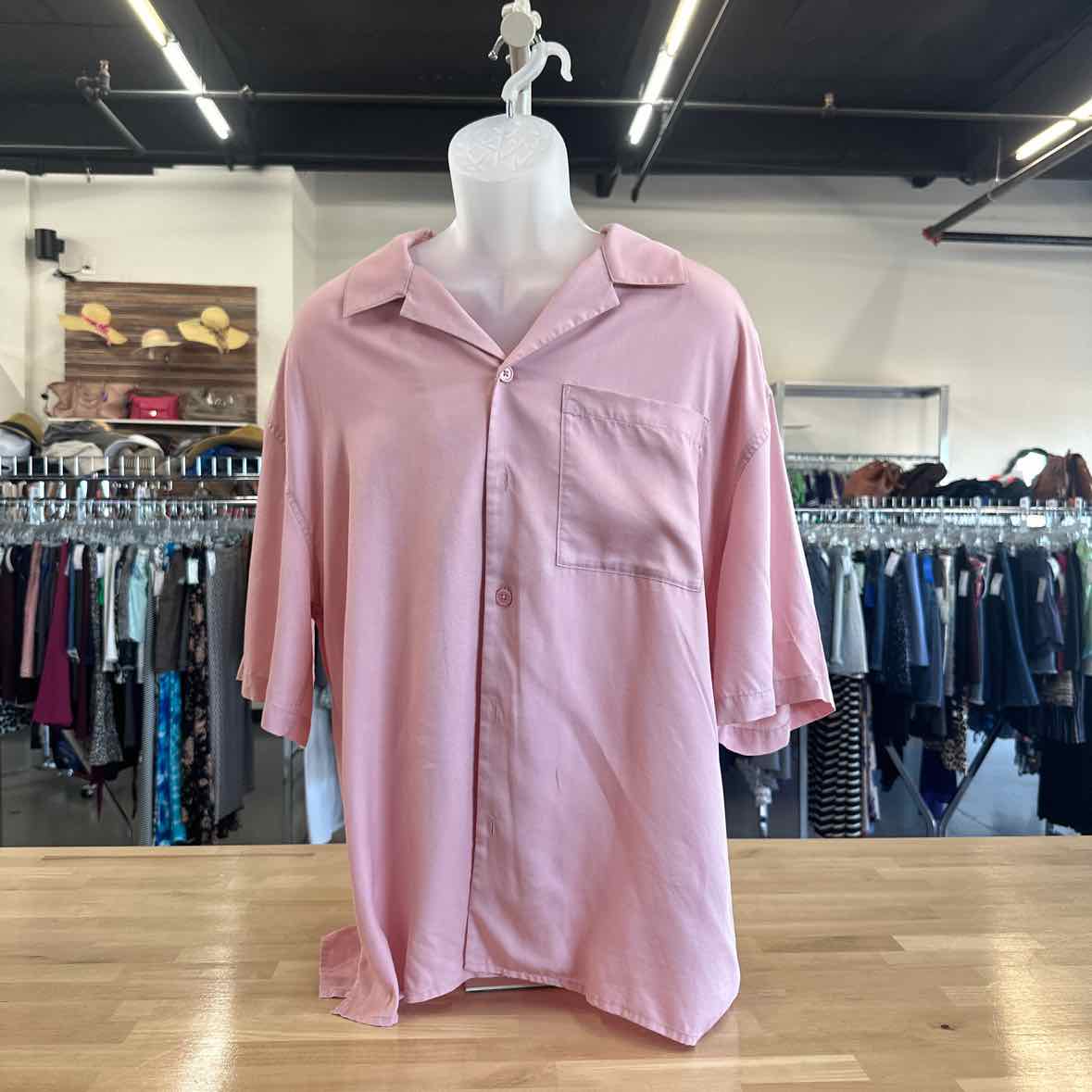 INC Size L Pink MENS Button Down Shirt