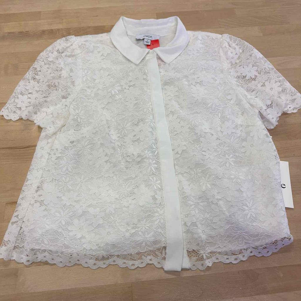 CeCe Women's Lace Short-Sleeve Shirt