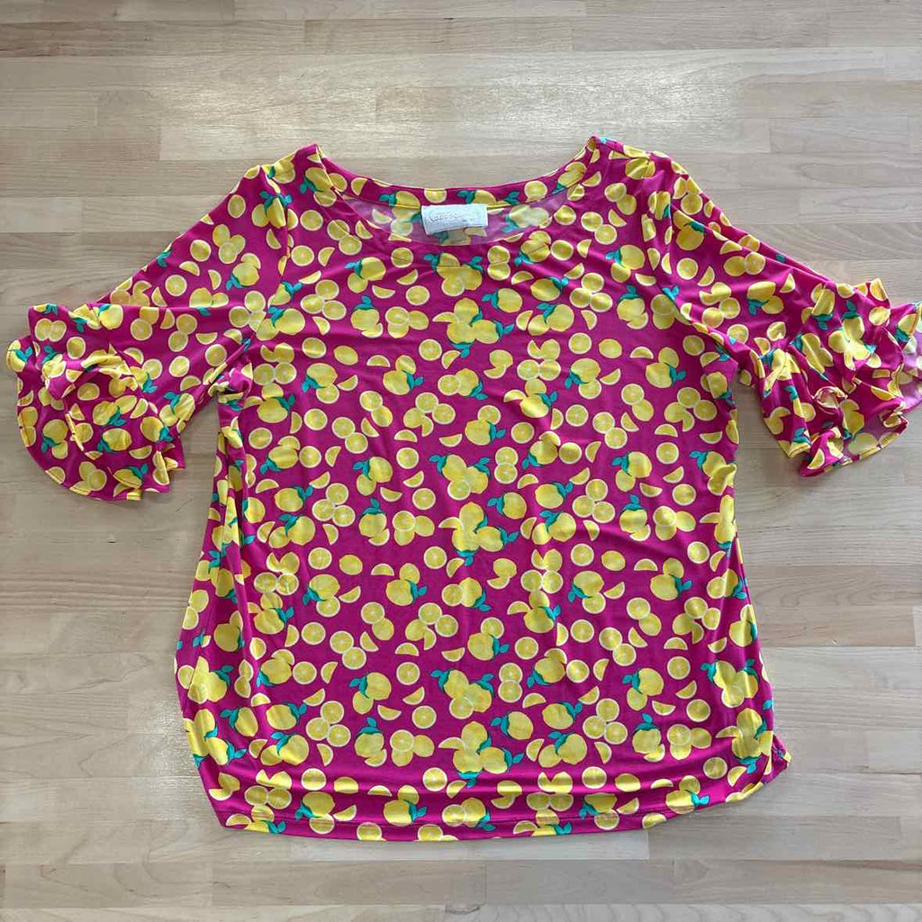 Pappagallo Size L Pink & Yellow Blouse