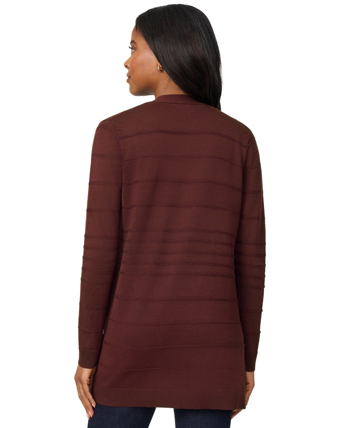 Melissa Paige Women's Ribbed Open-Front Long Cardigan