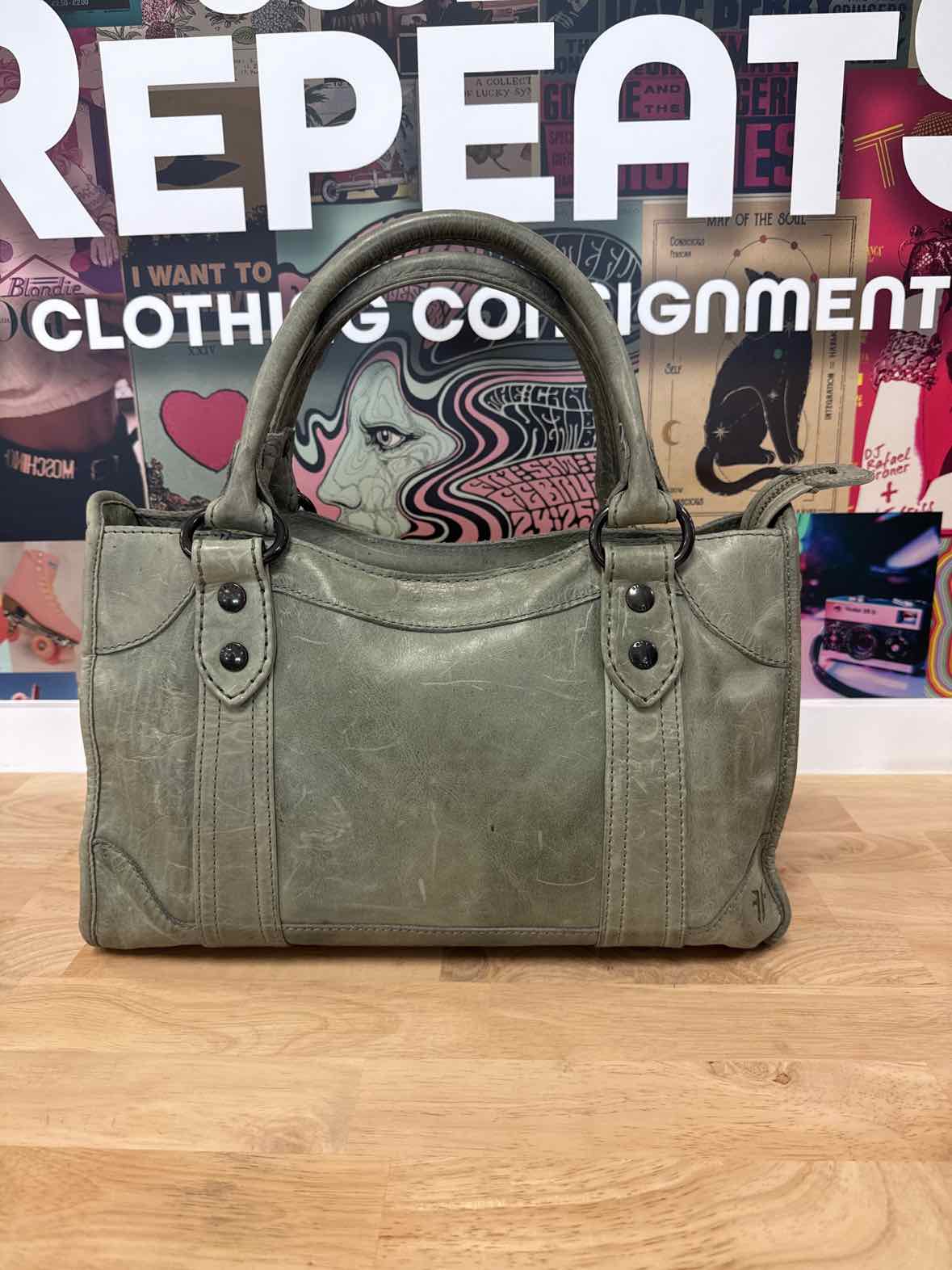 Frye Green Leather Preloved Handbag