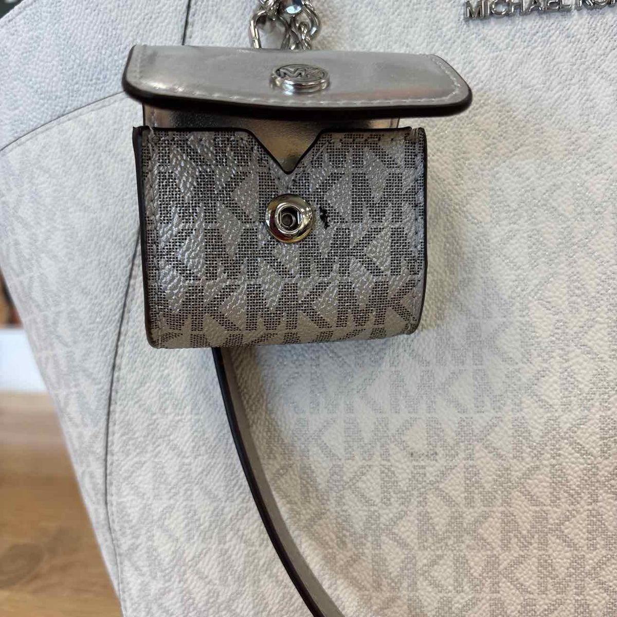 Michael Kors White/Silver Totes