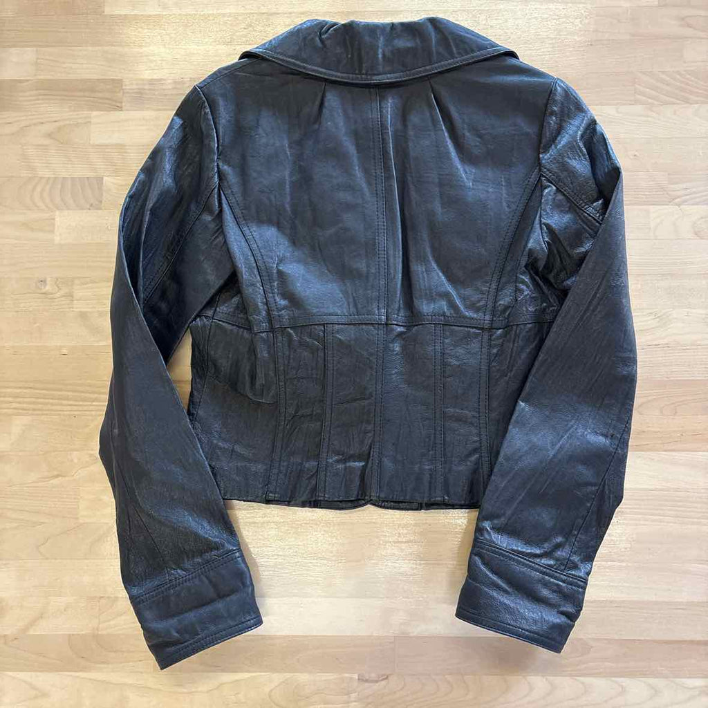 Black Rivet Size S Black Leather Jacket