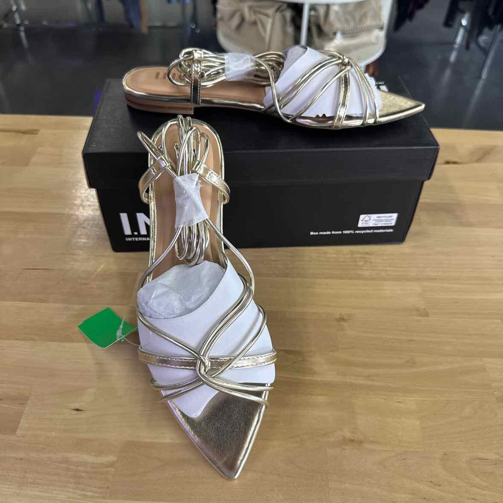 I.n.c. International Concepts Women's Kharmaa Lace-up Flat Sandals - Gold - 7.5