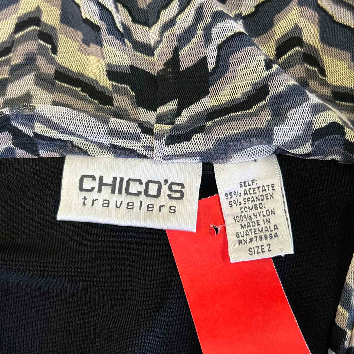 Chico's Size 2 (L) Black Acetate Preloved Blouse