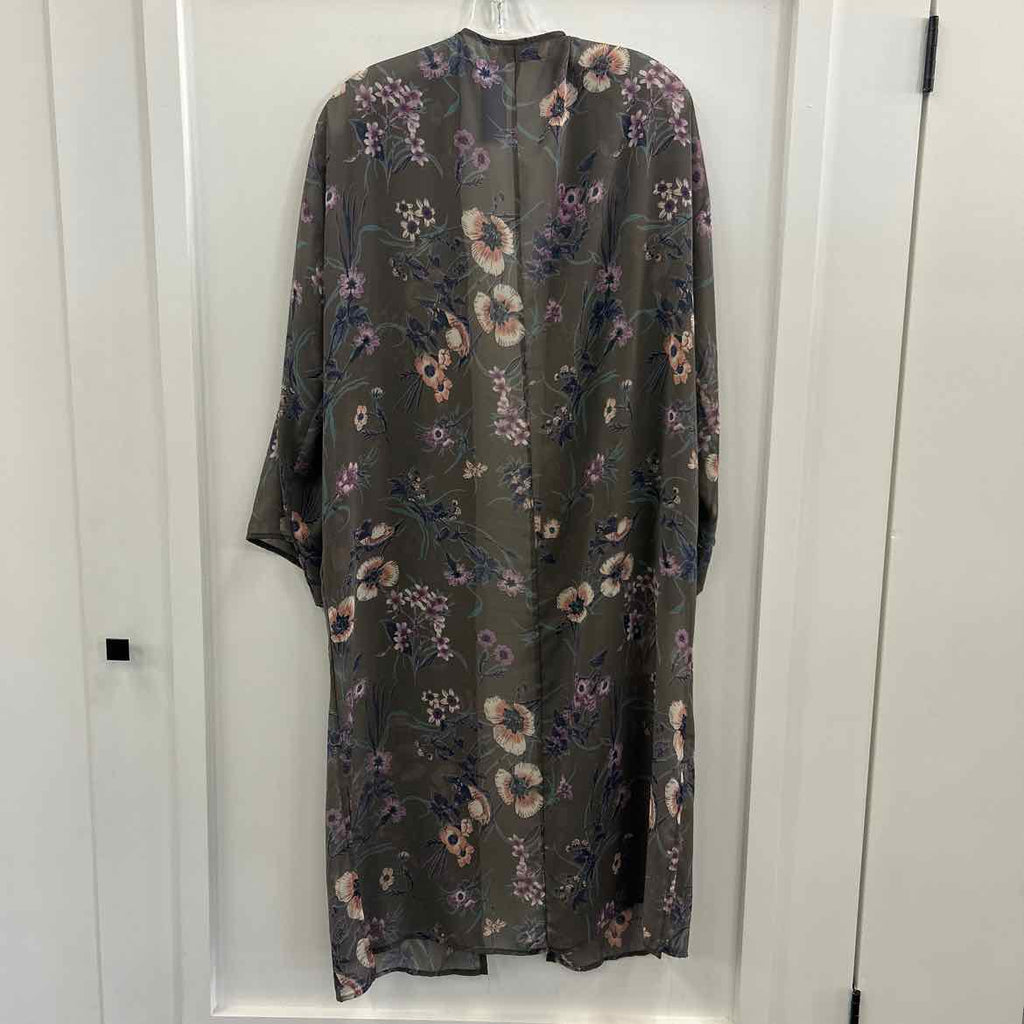 How very loved Size M Gray Floral Print Duster